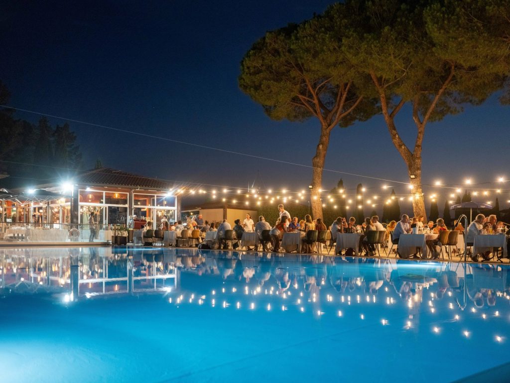 Swimming pool dinner party