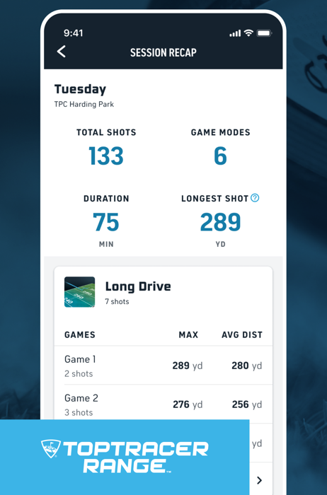 Toptracer Range App, Session Recap